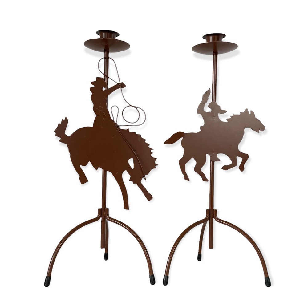 Cowboy Metal Candlestick Holders set